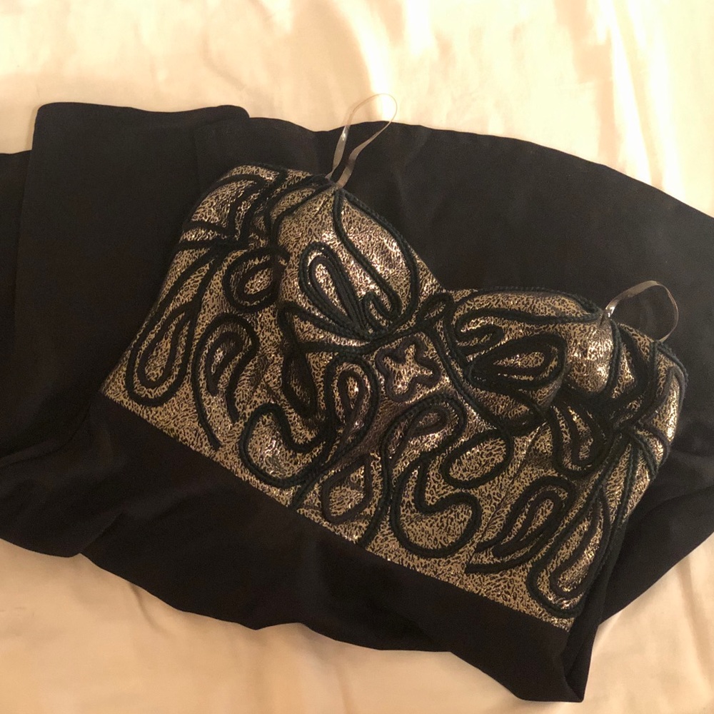 Black & Gold Detailed Mini Cocktail Dress